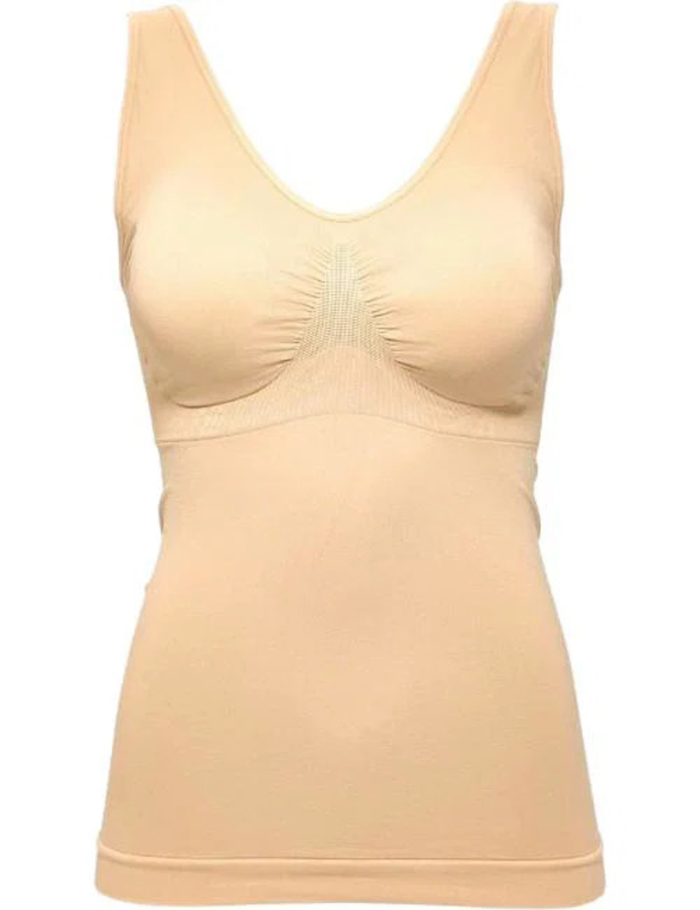 Rhonda Shear Women's Seamless Tank with Removable Pads Beige -